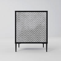 SIDEBOARD CONCRETE ZIG ZAG, Schwarz, 57,5x42x72,5 cm, Schwarze Metallfüße - Multicolor/Schwarz, Holzwerkstoff/Metall (57.5/72.5/42cm) - SpaceRebels