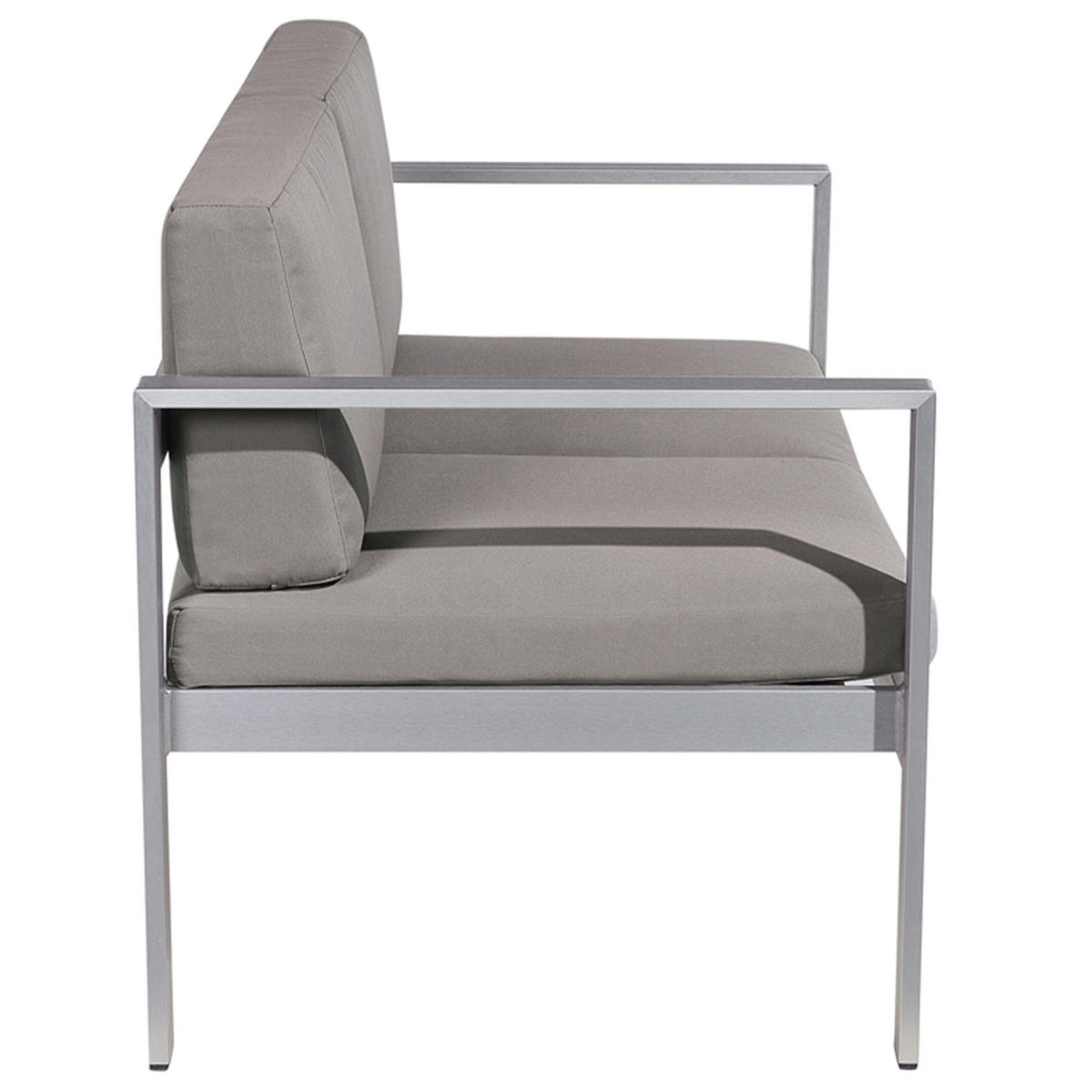 GARTENSOFA Aluminium 2-Sitzer Auflagen dunkelgrau Salerno - Dunkelgrau, Metall (142/80/70cm) - Beliani