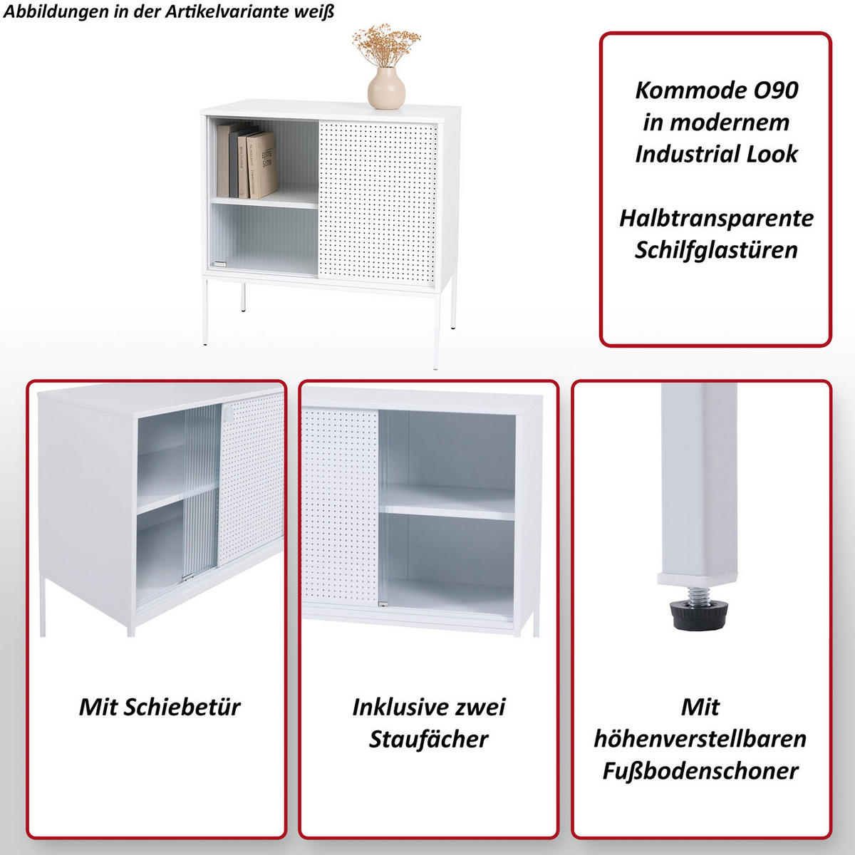KOMMODE Weiß - Weiß, Metall (80/85/45cm) - MCW