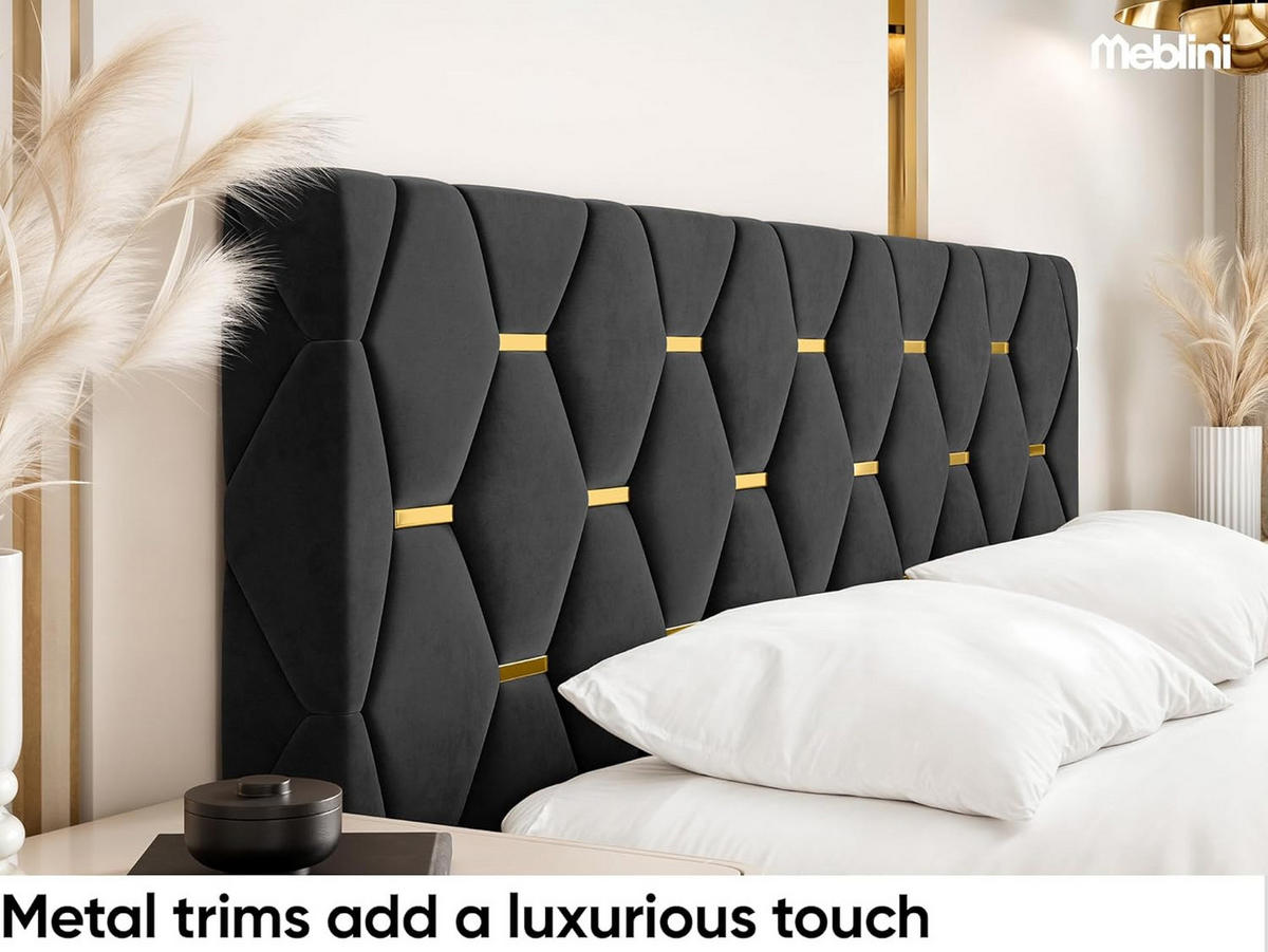 BETT VERSAL - Goldfarben/Schwarz, Holzwerkstoff (160/200cm) - Meblini