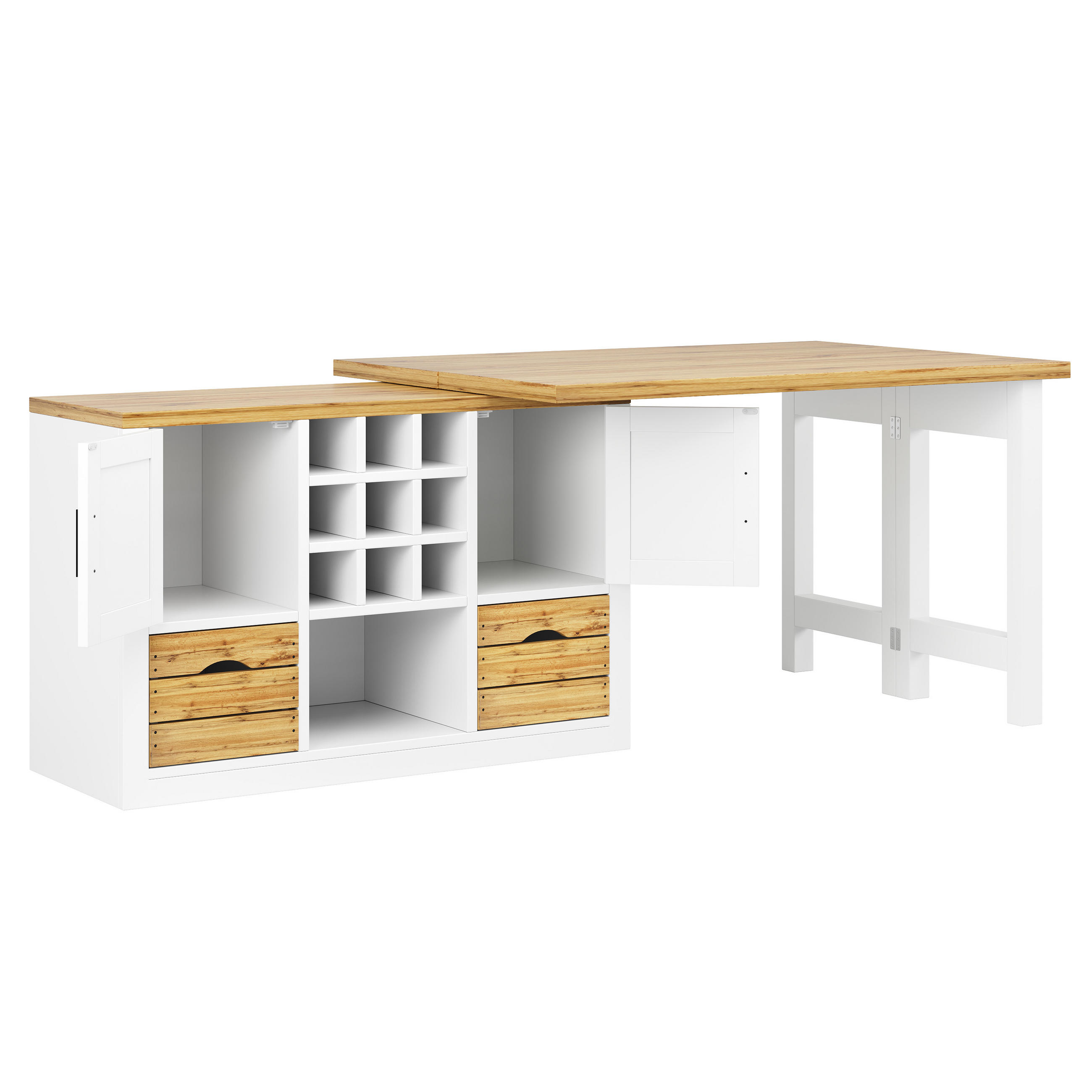 BARTISCH DE-38574 ausziehbar 120-197 cm 360° drehbar Weiß - Weiß, Holzwerkstoff (40/120/72cm) - ComfortXL