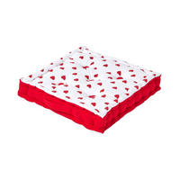 SITZKISSEN rot-weiß mit Herz-Muster 40/40/8 cm - Rot, Textil (40/40/8cm) - Homescapes