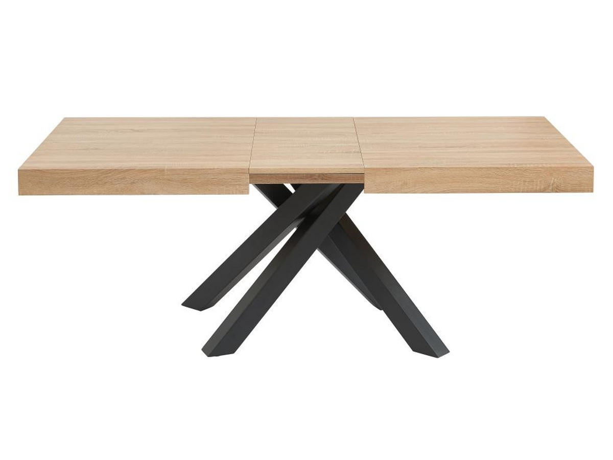 ESSTISCH ausziehbar - 6 bis 10 Personen - MDF & Metall - Naturfarben & Schwarz - CATONAV - Schwarz/Naturfarben, Holz (240/90/75cm) - Vente-Unique