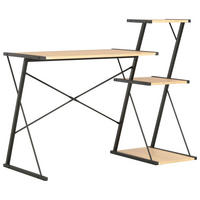 COMPUTERTISCH mit Regal 116/50/93 cm aus Holzwerkstoff, Stahl Schwarz, Eichenoptik - Schwarz/Naturfarben, Holz (50/116/93cm) - vidaXL