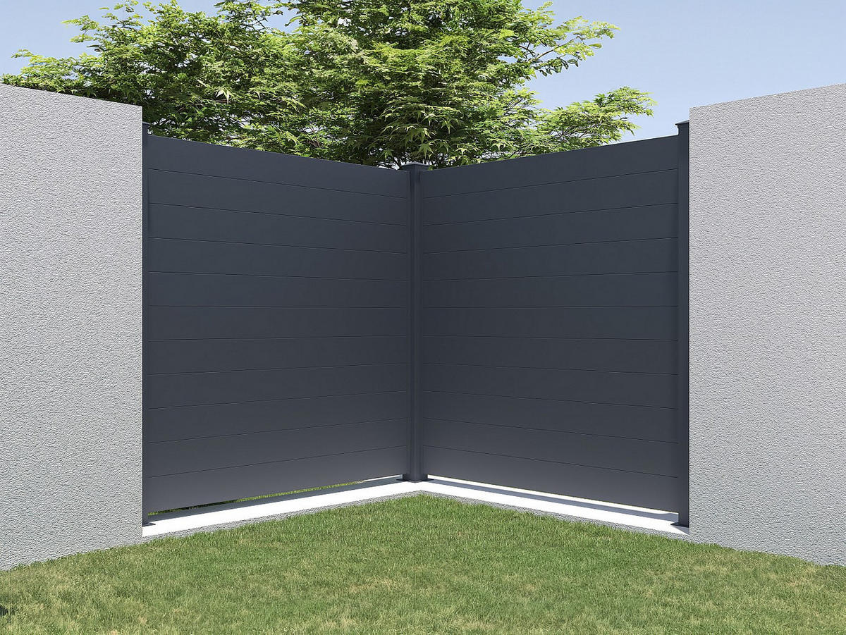 ZAUN - 168cm x 15.3cm - Aluminium - anthrazitgrau - NAZARIO - Anthrazit, Metall (168/171cm) - Vente-Unique