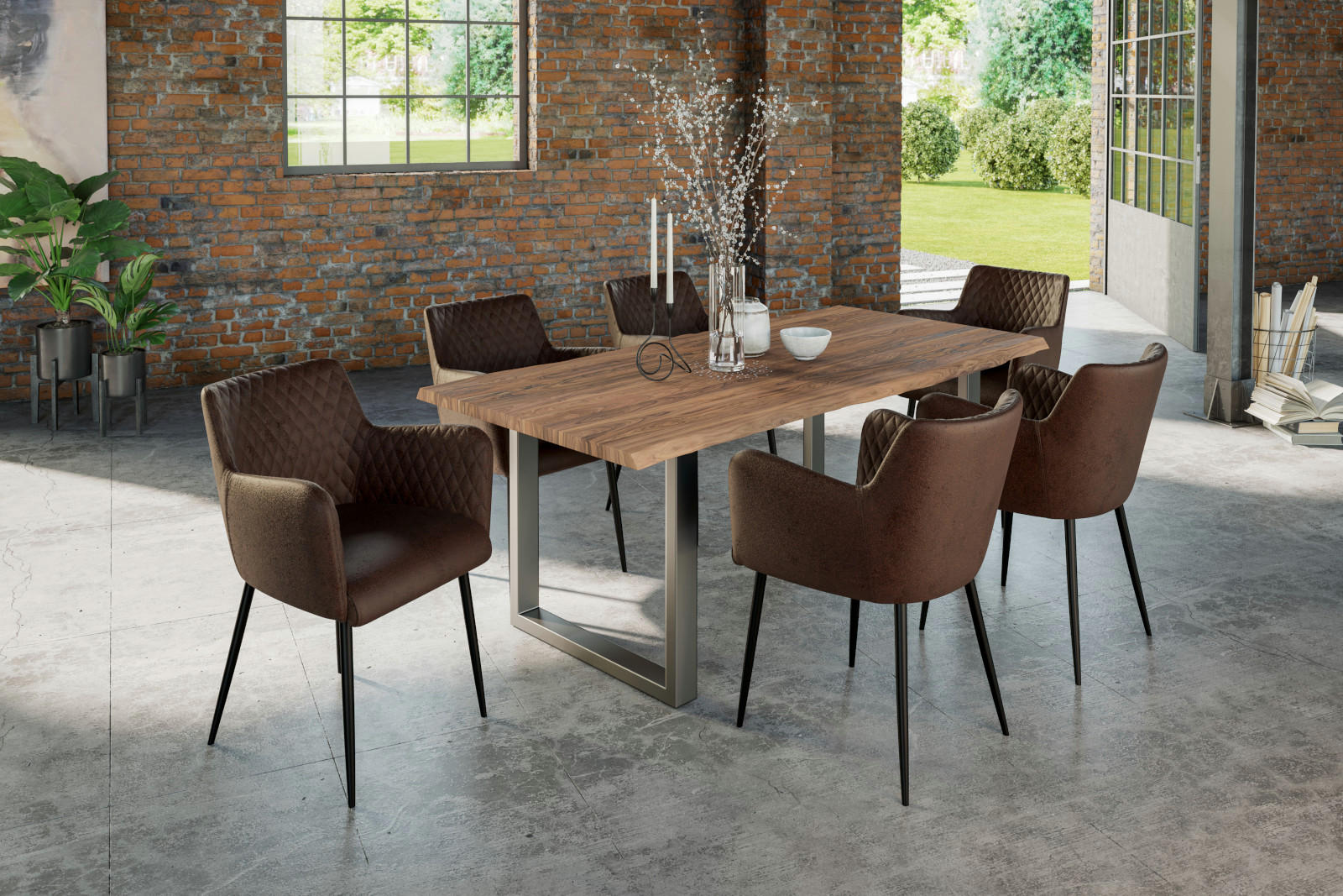 ESSTISCH LAUREN - Beige/Silberfarben, Holz/Metall (100/220/77cm) - SAM