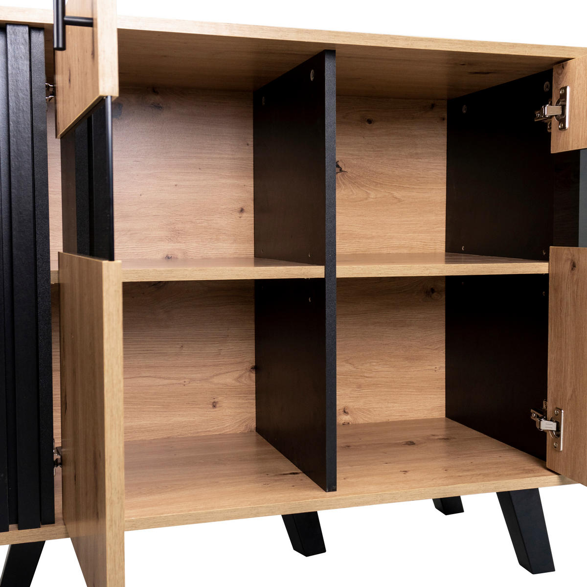 SIDEBOARD Schwarz 140/78/41 cm - Schwarz, Holzwerkstoff/Metall (78/41/140cm) - Urban Meuble
