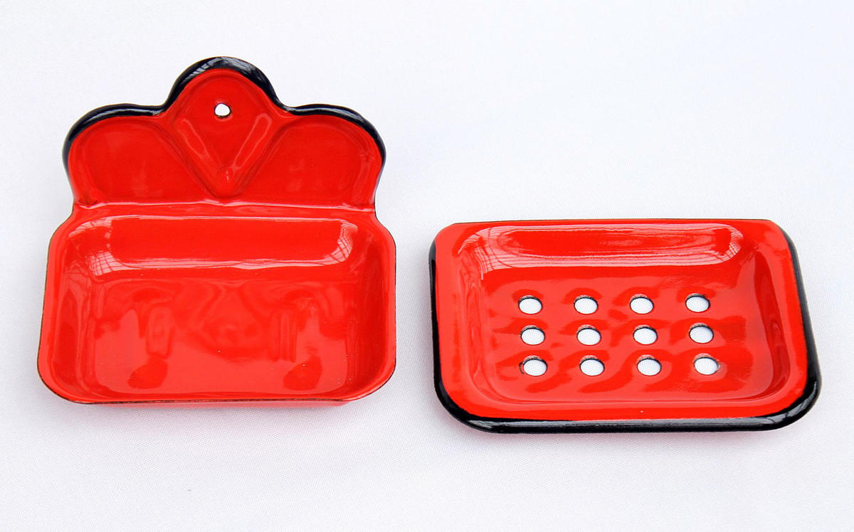SEIFENHALTER Emaille Rot 13 cm 918100 - Rot, Glas (13/7/11cm) - DanDiBo