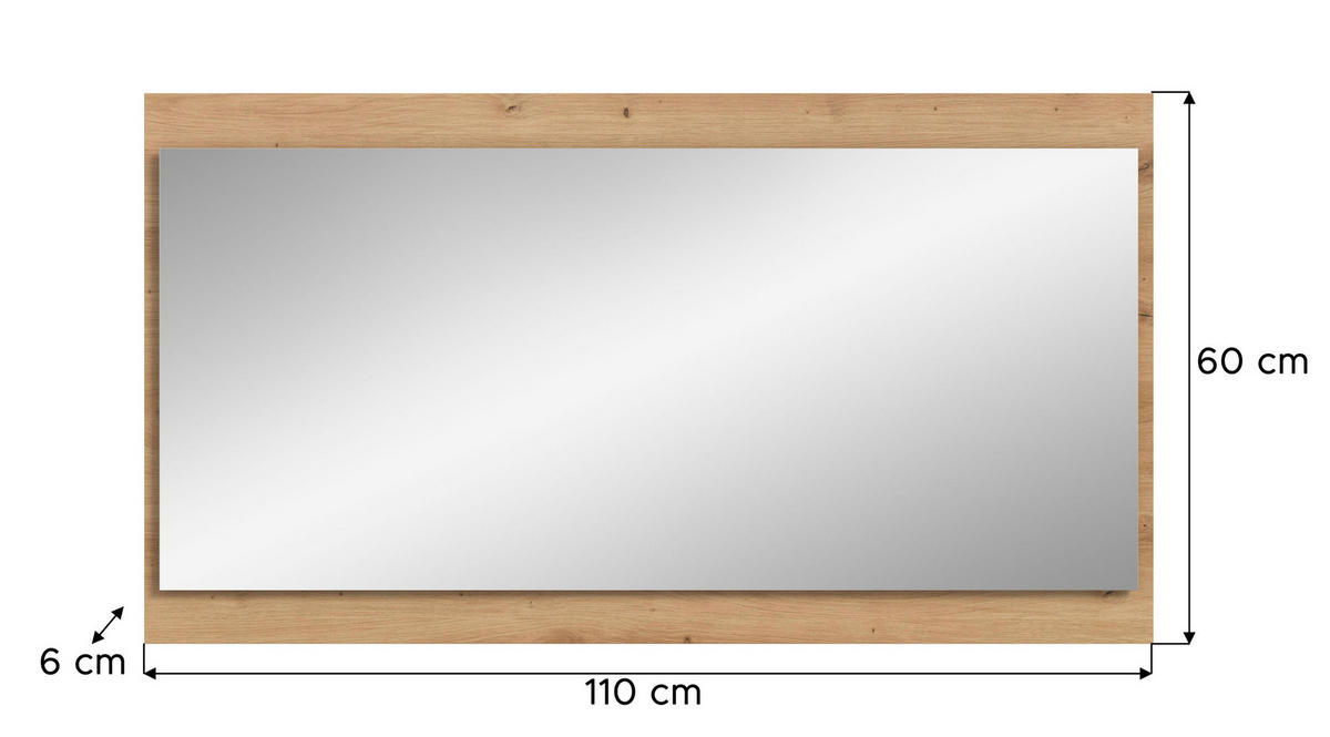 SPIEGEL DRIVE (B/H/T: ca. 110/60/6 cm) in Artisan Oak Nachbildung/Artisan Oak Nachbildung - Eiche Artisan, Glas (110/60/6cm)