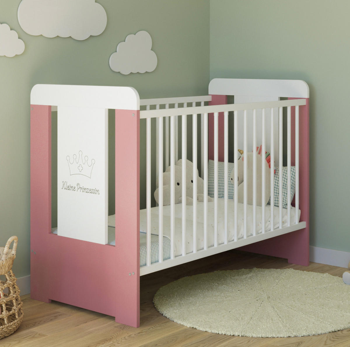 KINDERBETT Princess - Pink/Weiß, Holz (60/120cm) - Kids Collective