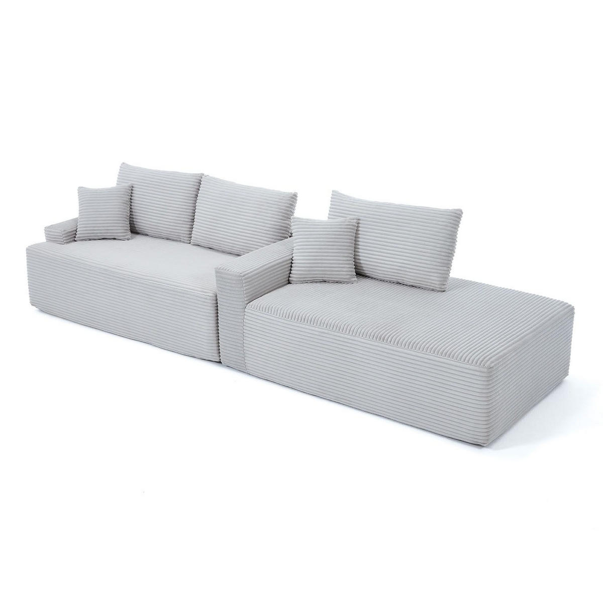 SOFA Coredo hellgrau Cord - Hellgrau, Textil (250/155cm) - Juskys