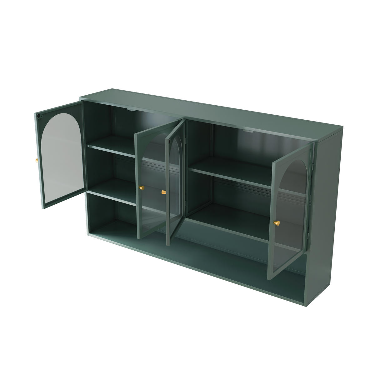 HÄNGESCHRANK DE-38130 120/23/70 cm mit 4 Glastüren Dunkelgrün - Dunkelgrün, Metall (120/70/23cm) - ComfortXL