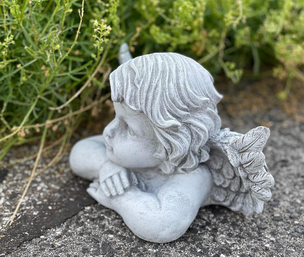 STEINFIGUR Engel Büste groß Steinguss frostfest - Grau, Stein (24/15/15cm) - stoneandstyle