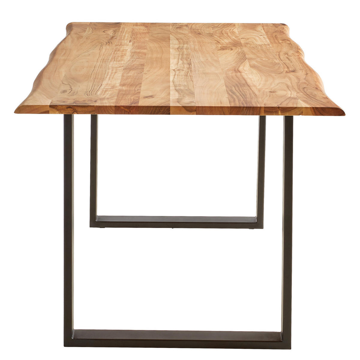 ESSTISCH mit Massivholzplatte - Akazie massiv / Eisen - Schwarz/Braun, Holz/Metall (80/140/76cm) - home24