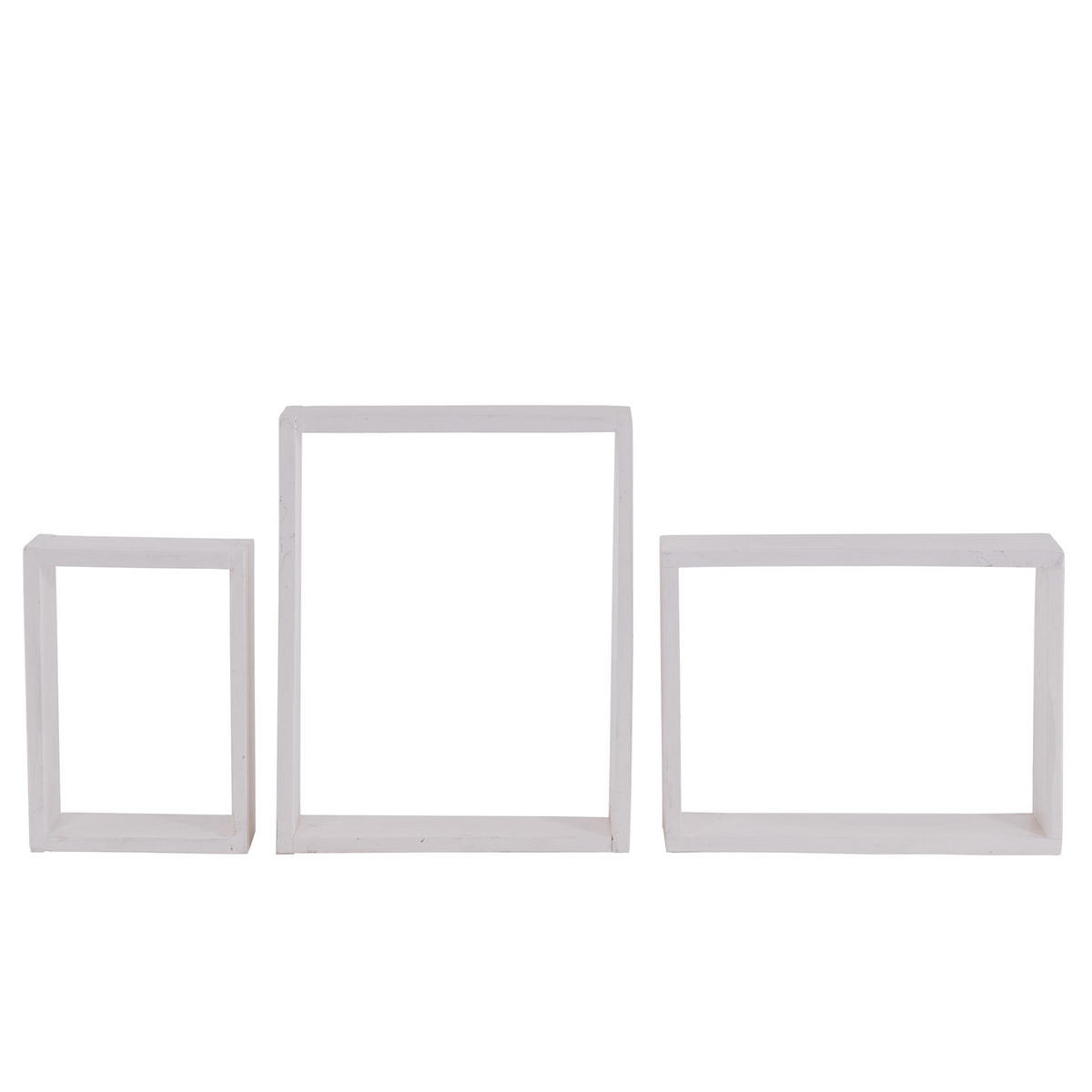 WANDREGAL-SET CUBEN 3-tlg Recyclingholz massiv, 3 Größen 06 weiß-landhaus - Weiß, Holz (40/50/11cm) - DESIGN DELIGHTS