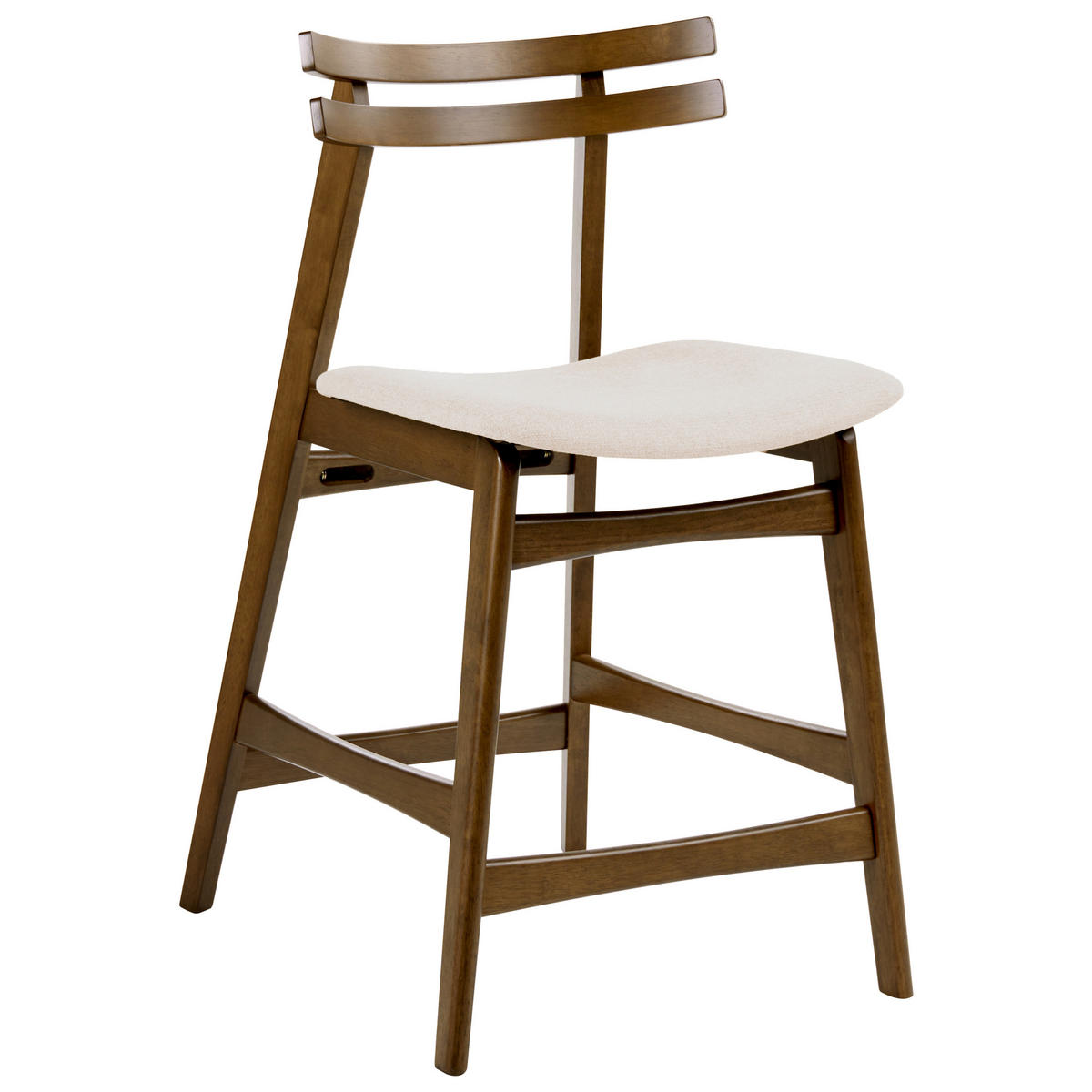 BARSTUHL 2er-Set Holz Braun/Cremeweiß Cynthiana - Creme, Holz (52/91/63cm) - Beliani