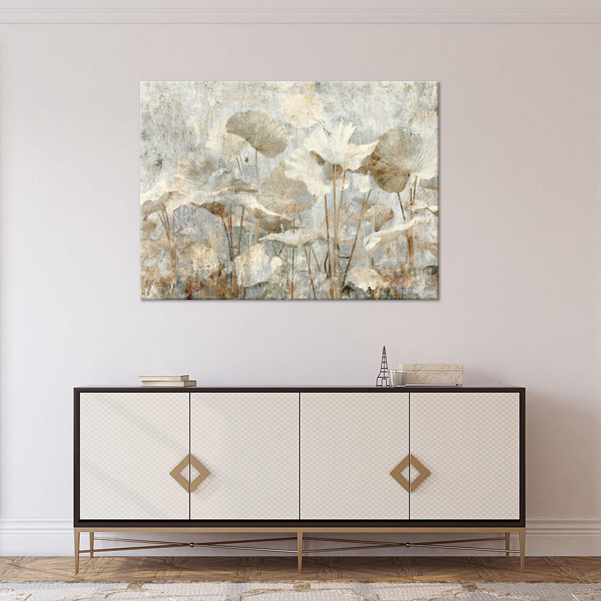 WANDBILD, Wildblumen in einer leuchtenden malerischen Komposition - Grau, Textil (30/20cm) - Feeby