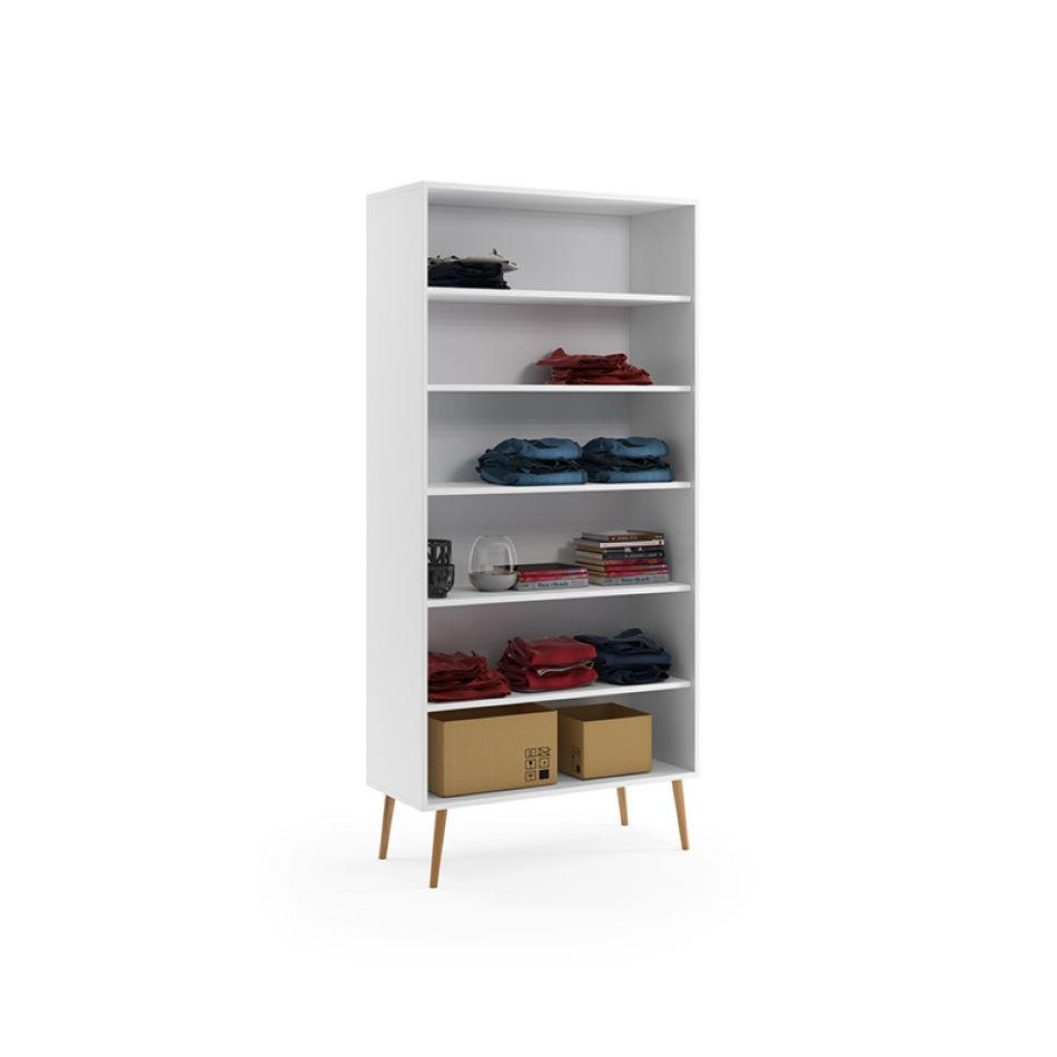 KLEIDERSCHRANK Ikon, Weiß Matt, Mit 5 Regalen - Weiß, Holzwerkstoff (87/212/41cm) - Bettso