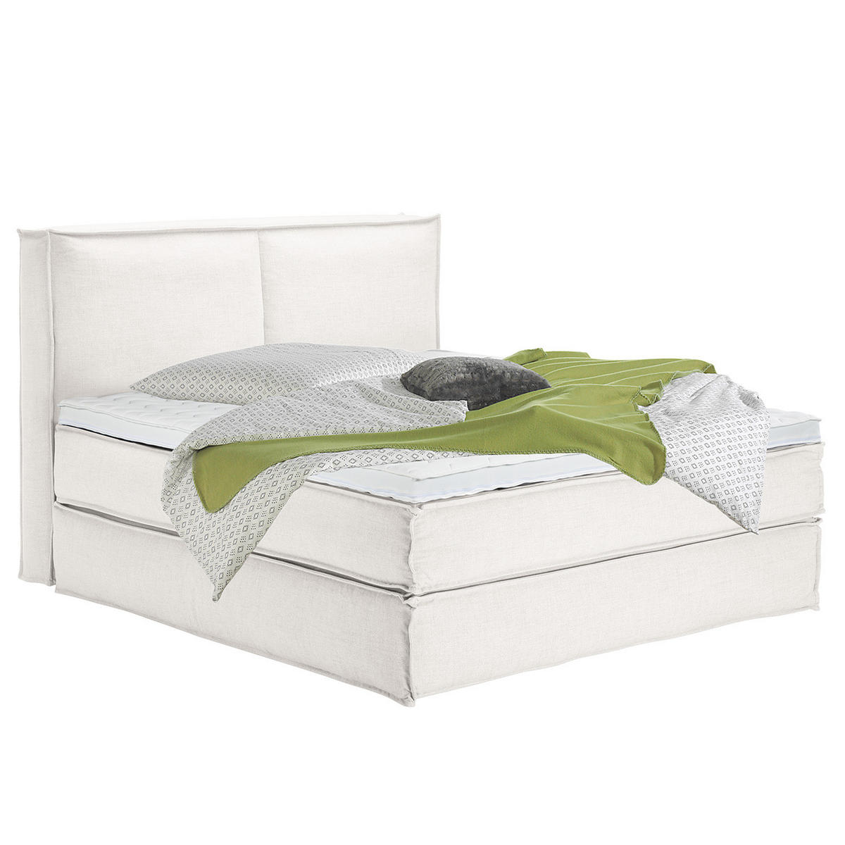 BOXSPRINGBETT mit Kopfteil - Premium - Weiß, Textil (180/200cm) - home24