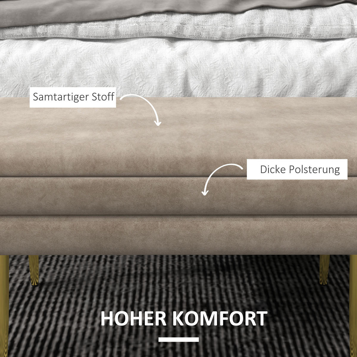 SITZBANK mit Stauraum, Beige - Beige, Kunststoff (37.5/43/79.5cm) - HOMCOM