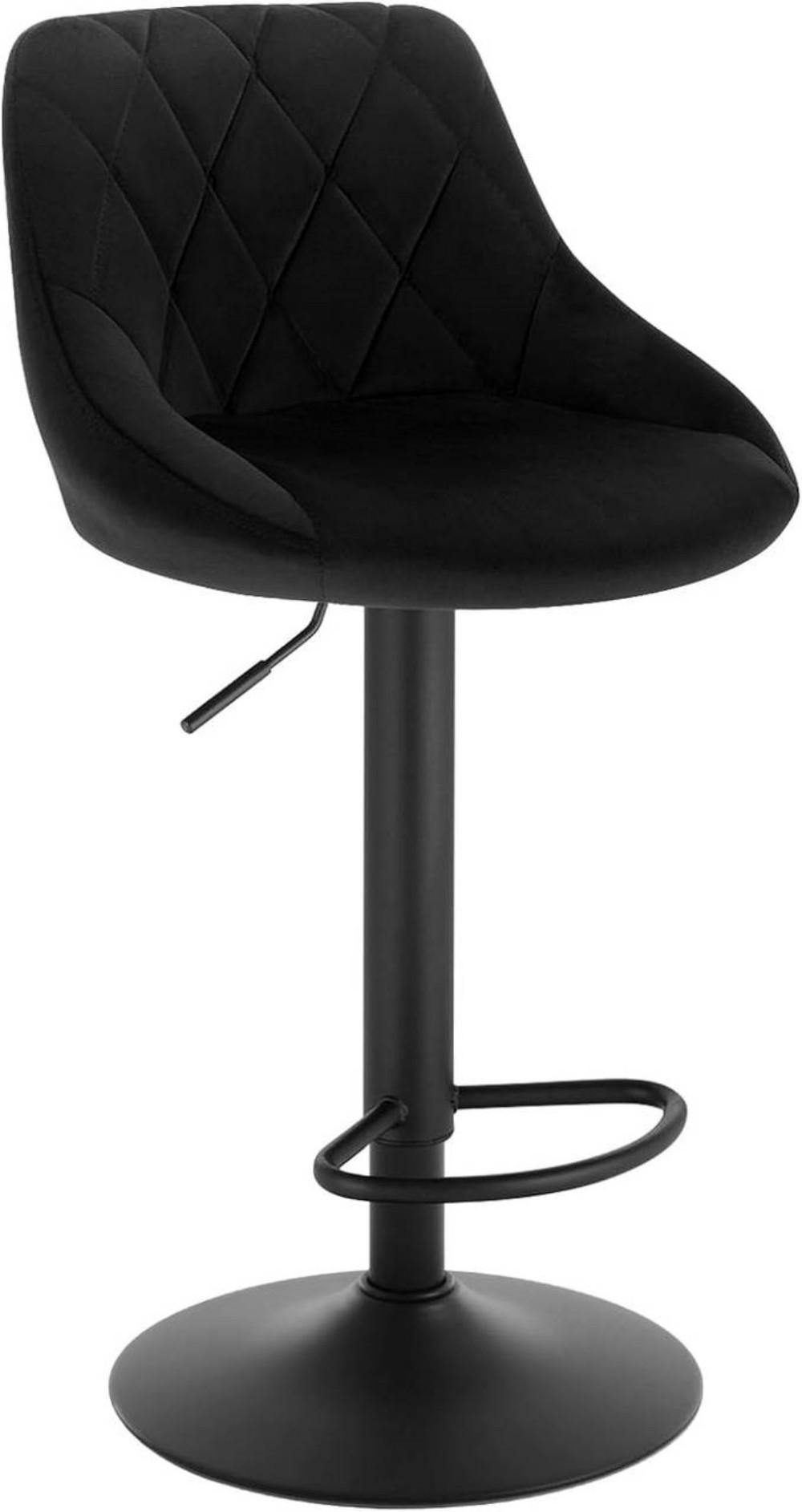 BARHOCKER aus Samt, Drehbar, Schwarz - Schwarz, Textil/Metall (47/83/39cm) - Woltu