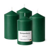 STUMPENKERZEN (4er Pack) Ø6cm x 10cm - Dunkelgrün - Dunkelgrün, Naturmaterialien (10cm) - HS Candle