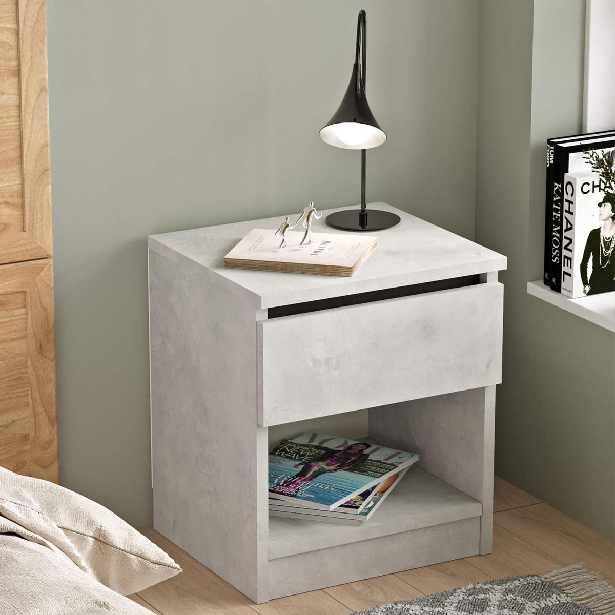 NACHTTISCH 40/35,5/46,5 cm - Grau, Holz (40/46.5/35.5cm) - Mobili Rebecca