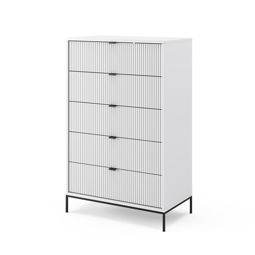 KOMMODE Eliza Weiß 76 x 120 cm mit 5 Schubladen - Weiß, Holzwerkstoff (76/120/42cm) - Vicco