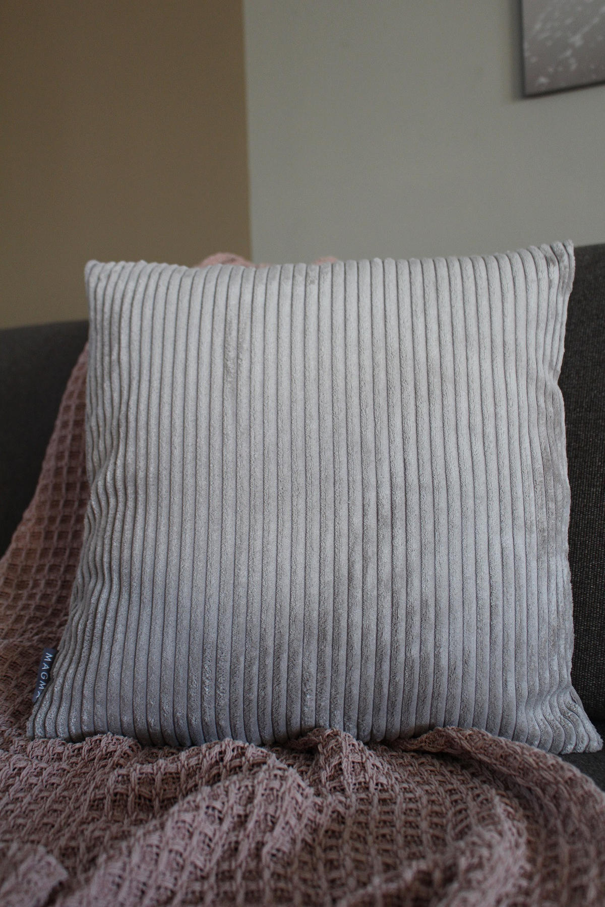 KISSENHÜLLE Shara Cord Look grau - Grau, Textil (45/45cm) - Magma Heimtexx