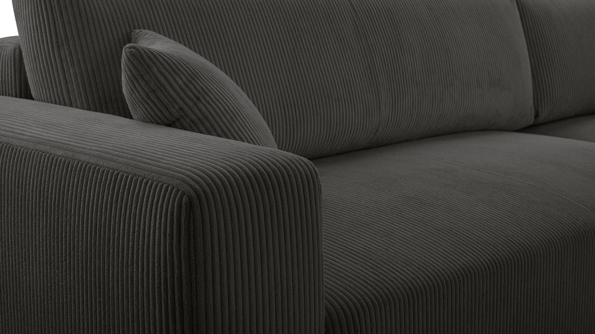 ECKSOFA L Form Catea Dunkelgrau 279/145/84 cm Rechts mit Schlaffunktion - Dunkelgrau/Schwarz, Kunststoff/Textil (279/145cm) - AX Living