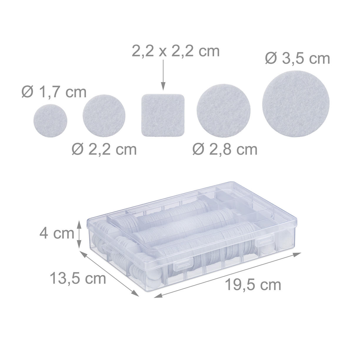 272XFILZGLEITER - Weiß, Kunststoff/Textil (2.8/2.8cm) - Relaxdays