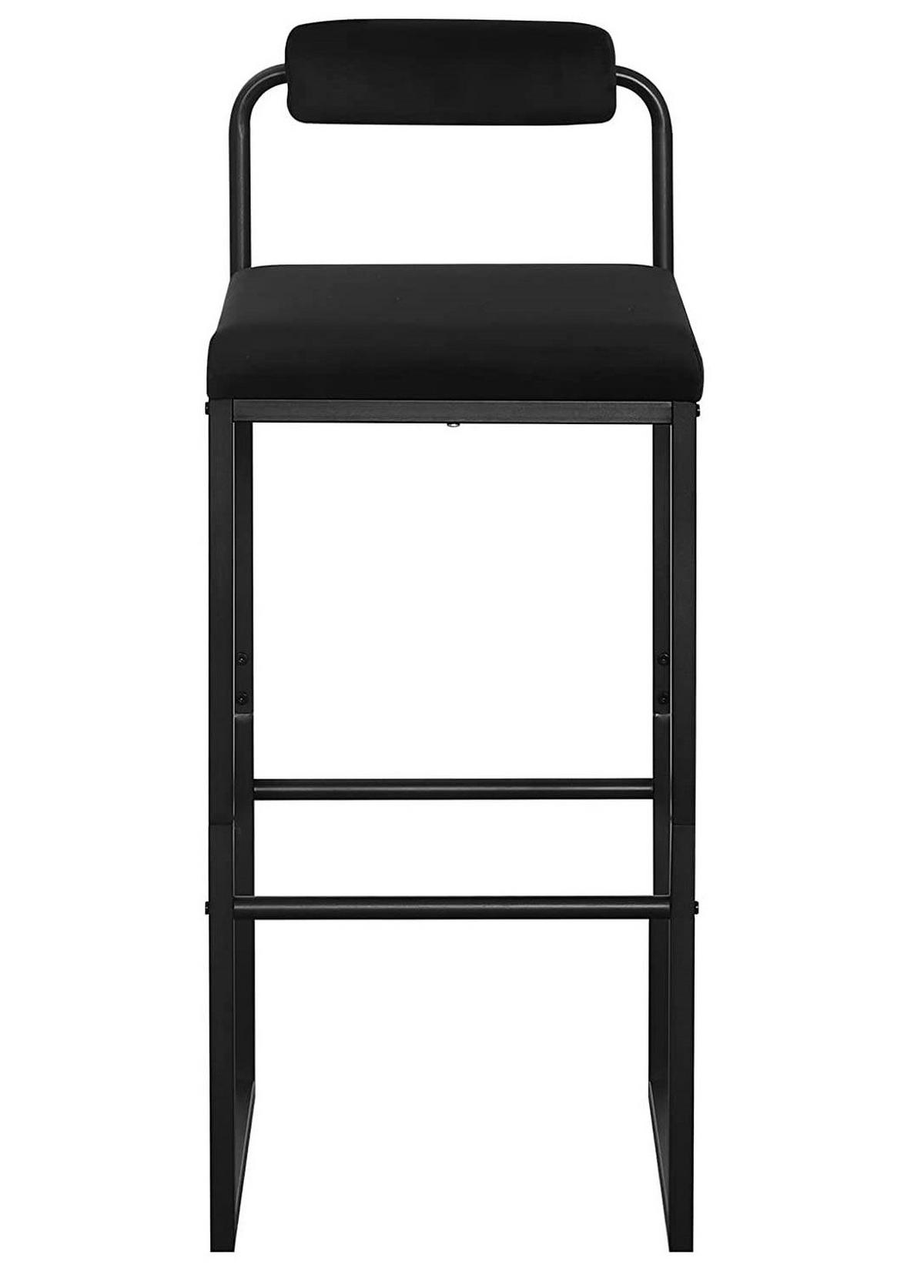 BARHOCKER 2er Set, Hochstuhl, Samt, Schwarz - Schwarz, Textil/Metall (39/95.5/38.5cm) - Woltu
