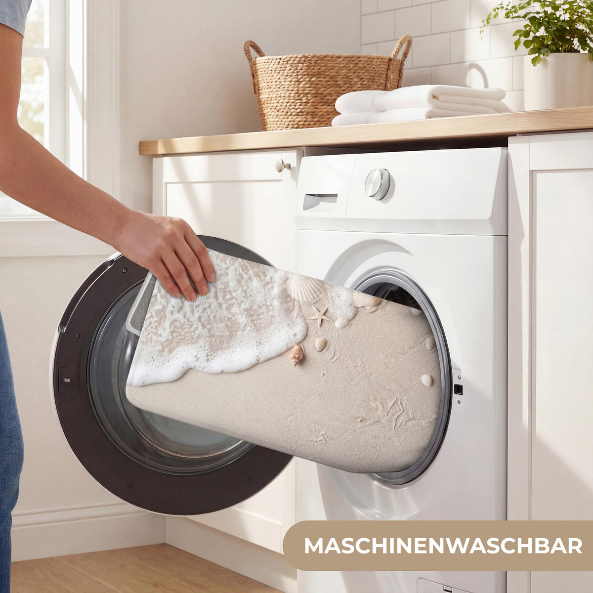 WC-VORLEGER Muscheln - Seesterne - Strand WC Teppich 40x60 cm - Sandfarben, Kunststoff/Textil (40/1cm) - OnlyWow