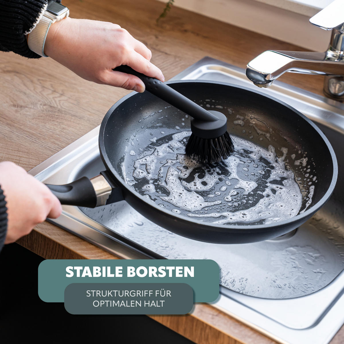 ABWASCHHELFER-SET, schwarzgrau - Schwarz, Kunststoff (6.5/22/6.5cm) - eluno