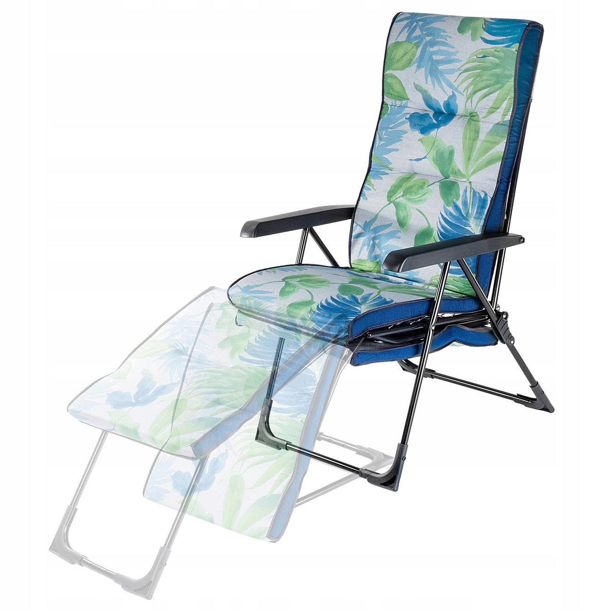 GARTENLIEGE 189 x 58 cm Blätter - Blau/Grau, Metall (58/189cm) - KADAX