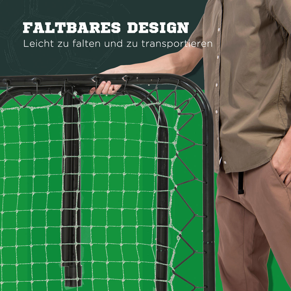 FUSSBALL REBOUNDER, Metall, Schwarz, 78 x 84 x 65-78 cm - Schwarz, Metall (84/78cm) - HOMCOM