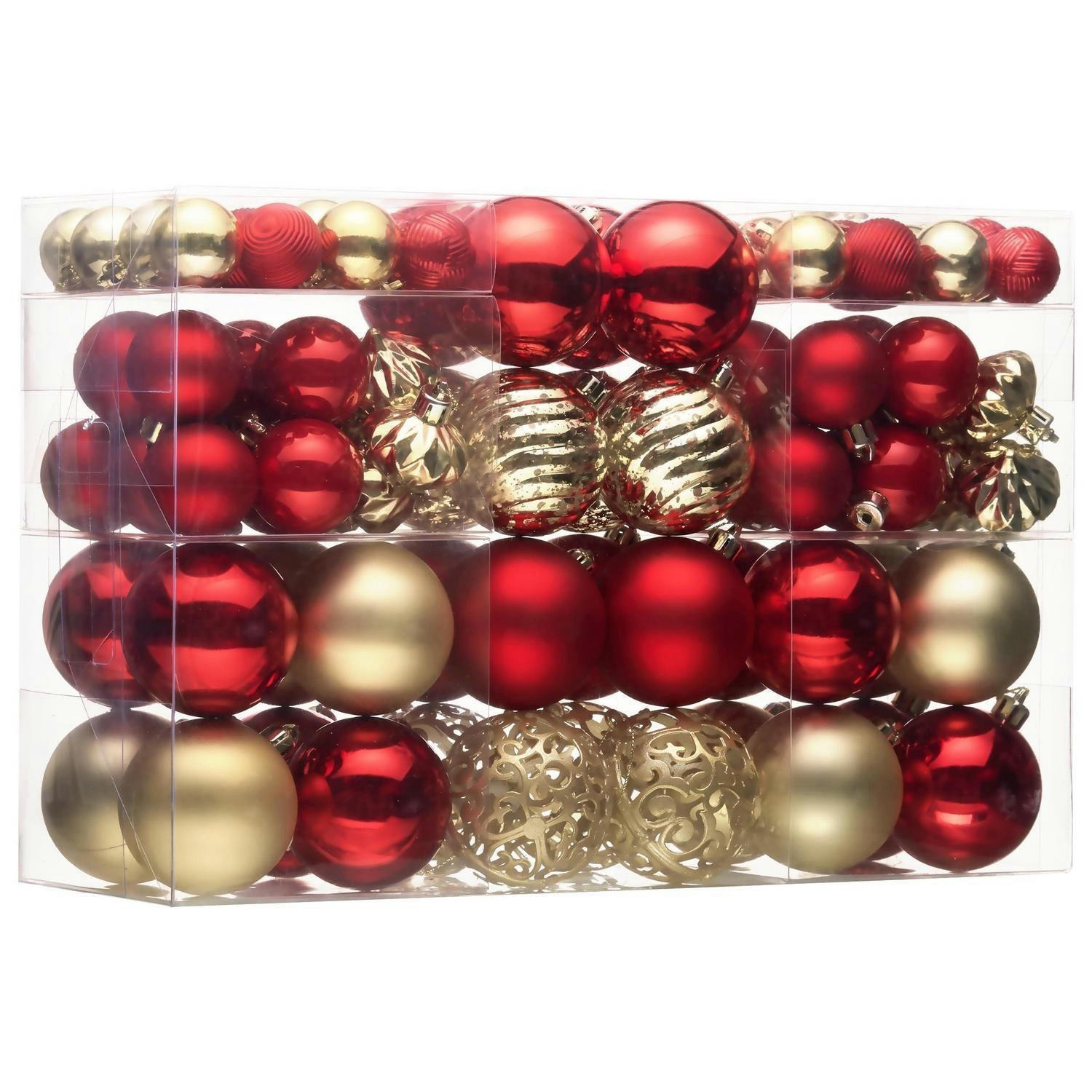 WEIHNACHTSKUGELN 100-teiliges Set Rot Gold - Multicolor, Kunststoff (6/6/6cm)