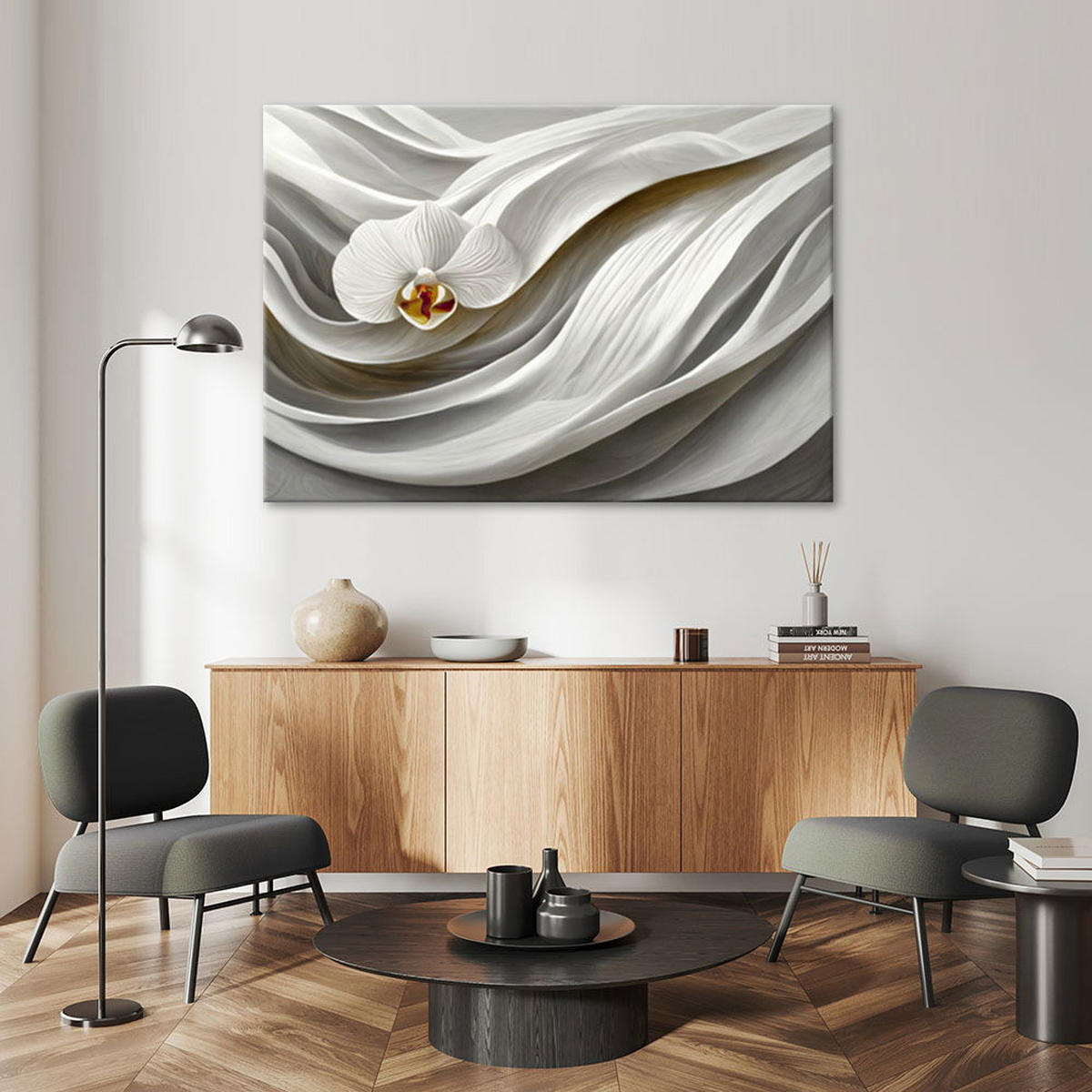 KUNSTDRUCK Weiß 120/80 cm - Weiß, Textil (120/80cm) - KUNSTLOFT