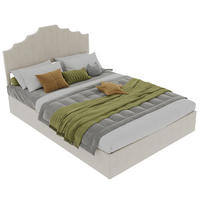 POLSTERBETT 140/200 cm in Beige Stoff mit Geometrischem Kopfteil - Beige, Holzwerkstoff/Textil (140/200cm) - WISHDOR