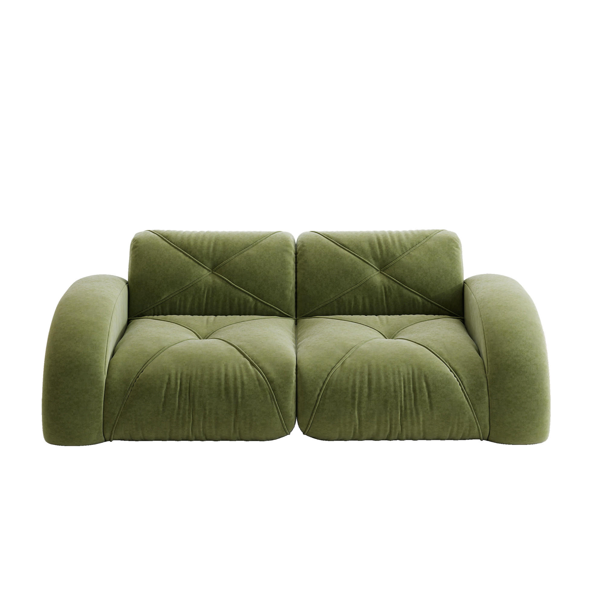 2-SITZER Modulsofa aus Chenille mit rahmenlosem Design Grün - Grün, Textil (95/76/204cm) - Modenvie