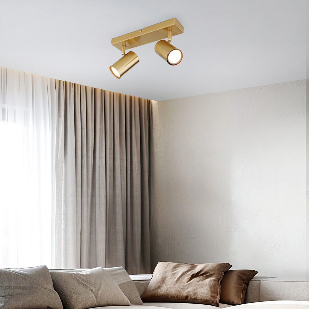 DECKENLEUCHTE Metall Gold 2-Flammig - Goldfarben, Metall (26/6/13cm) - Globo Lighting