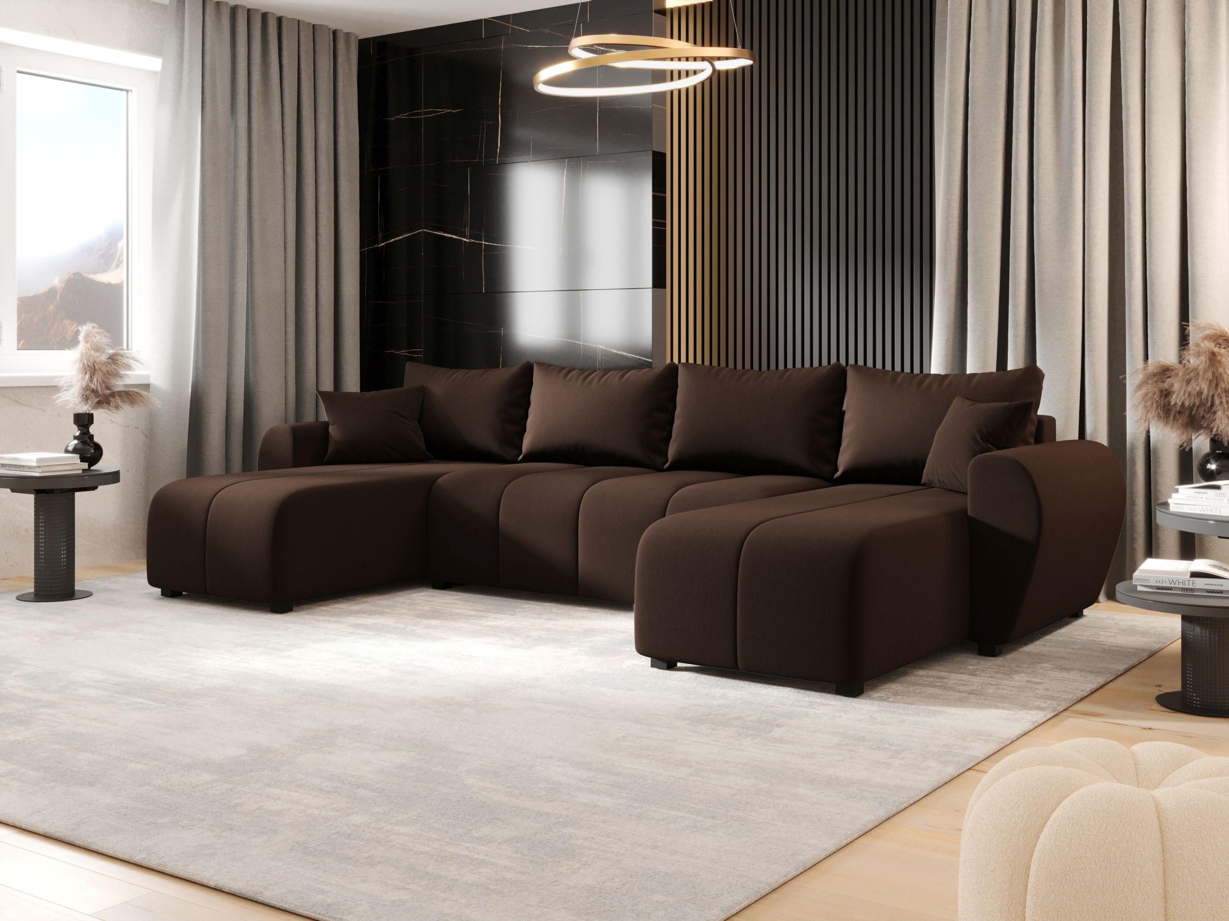 WOHNLANDSCHAFT MOLISA U Cosmic 800 mit Schlaffunktion - Braun, Textil (303/82/208cm) - Bedante
