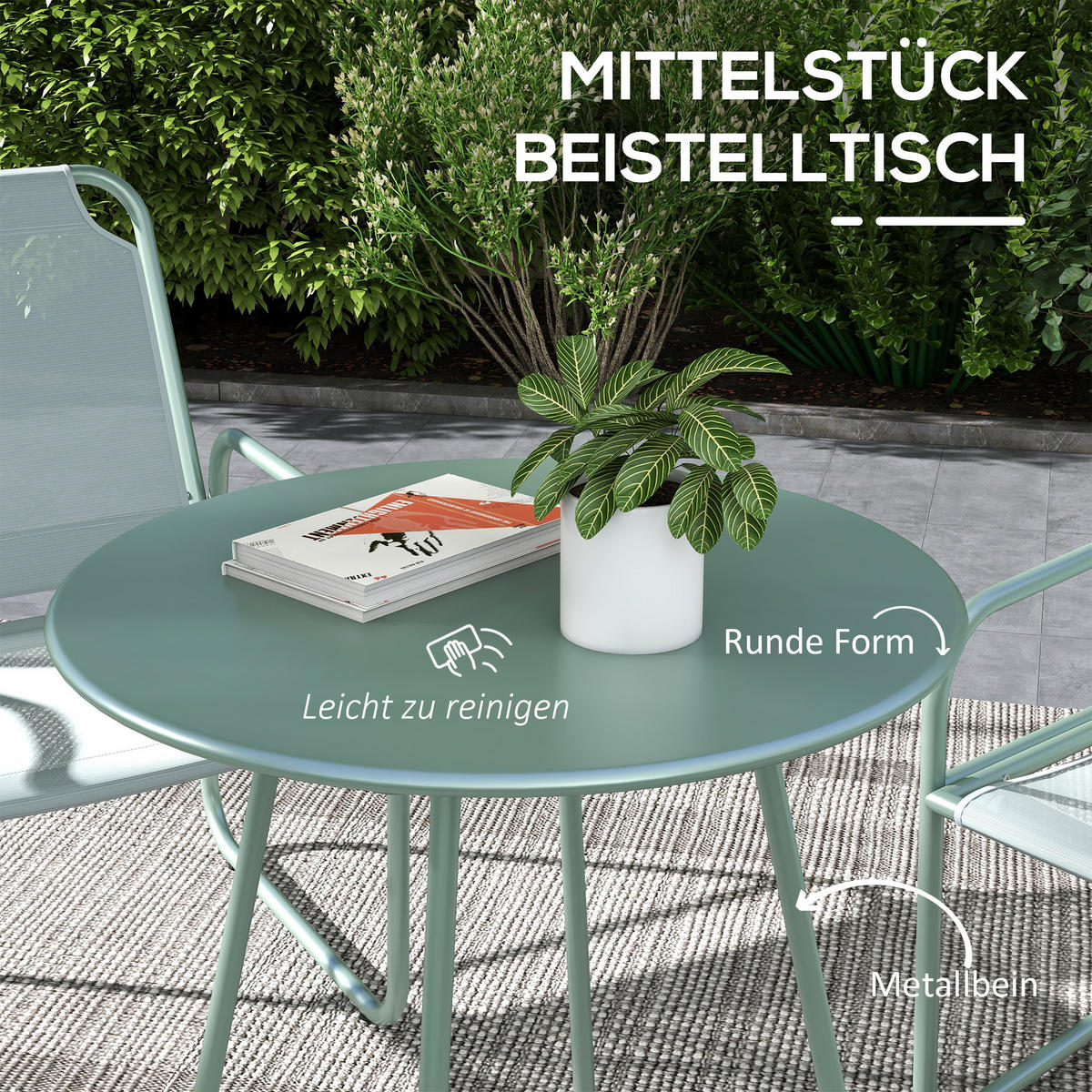 GARTENMÖBEL Set, Stahl, Mesh, Grün - Grün, Textil/Metall - Outsunny
