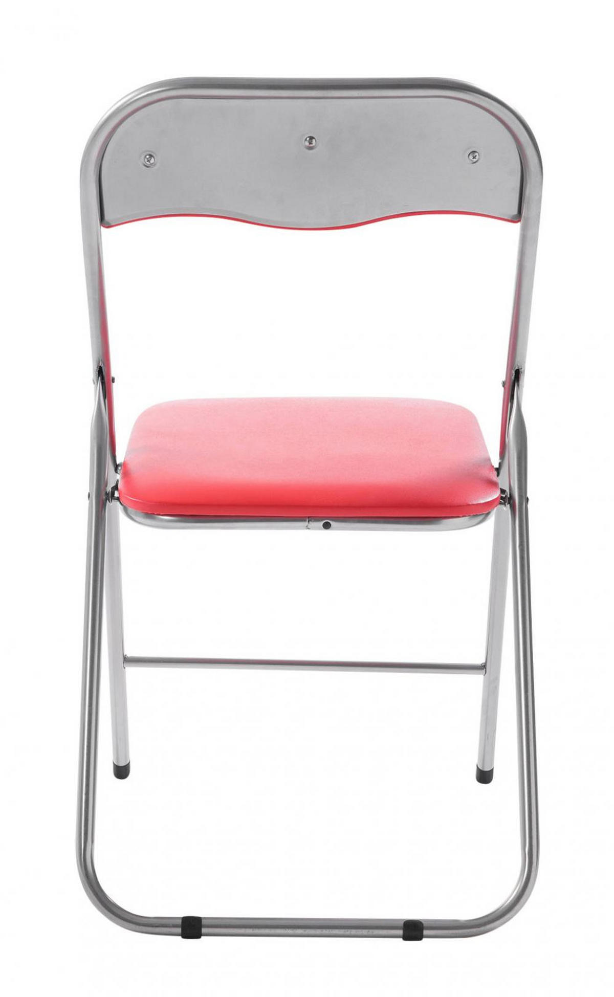 BESUCHERSTUHL Lederlook rot/silber - Silberfarben/Rot, Textil/Metall (45/78/45cm) - CLP