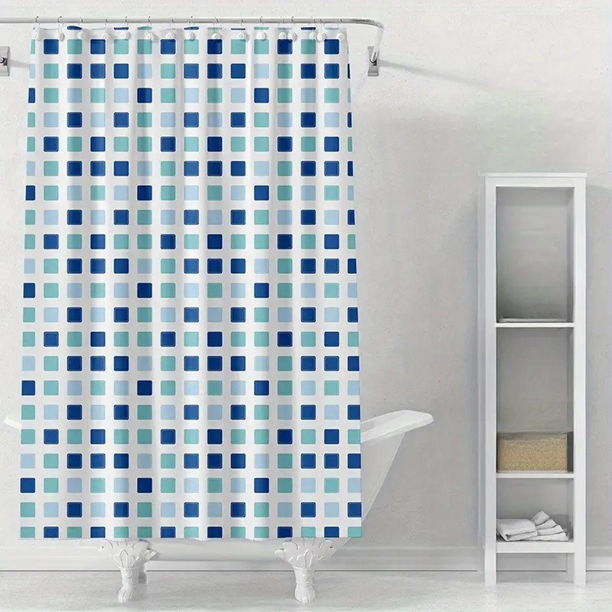 DUSCHVORHANG Blau 180 x 180 cm mit Haken Badezimmer - Multicolor, Kunststoff (180/180cm) - MCBOSON