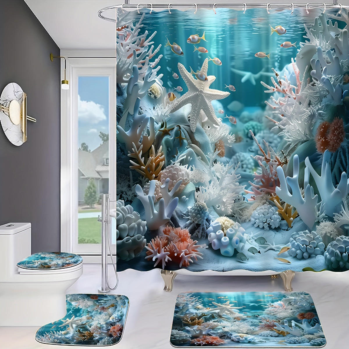 Mcboson Duschvorhang Blau 180x180 cm