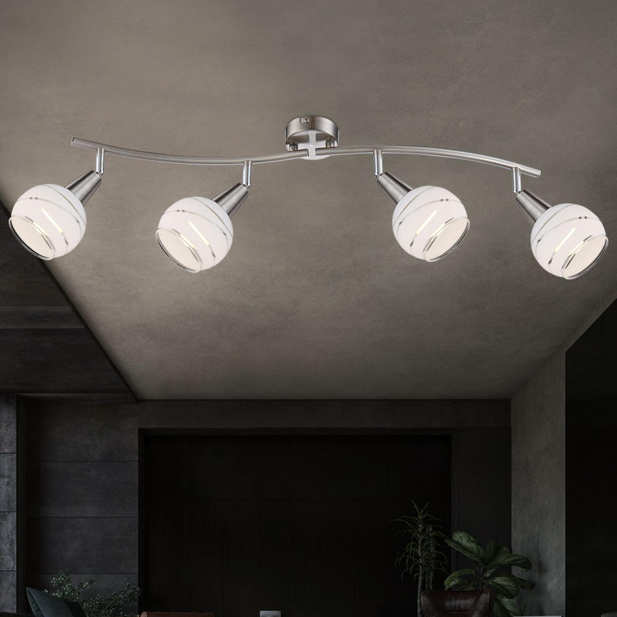 LED DECKENLEUCHTE Metall Silber ELLIOTT - Silberfarben, Glas (70/31.5/21.1cm) - Globo Lighting