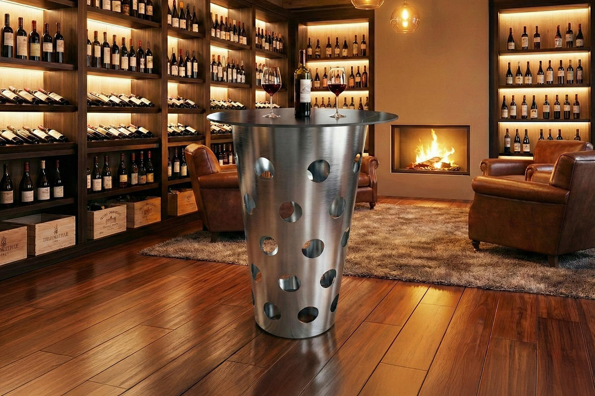 BARTISCH VINO Silber Metall - Silberfarben, Metall (80/80/111cm) - KAWOLA