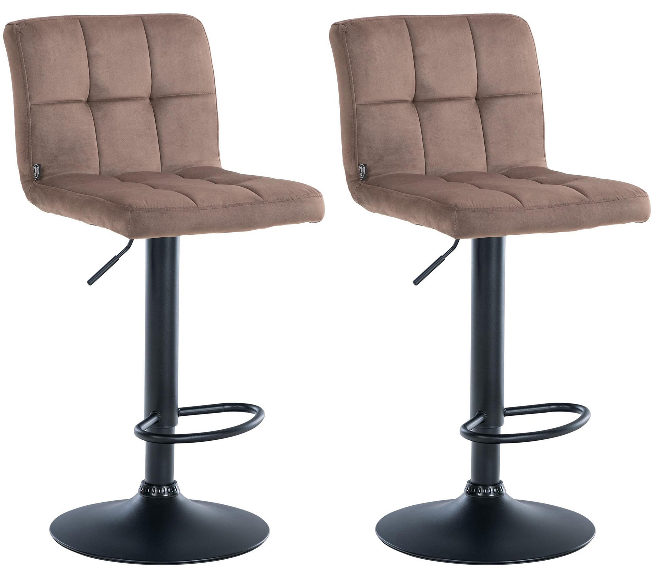 BARHOCKER 2er Set Peran Samt schwarz braun - Schwarz/Braun, Textil/Metall (46/114/47cm) - TPFLiving