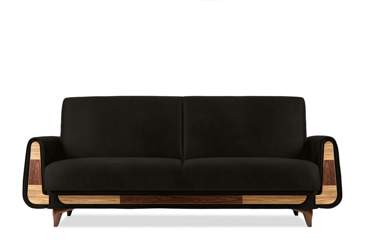 3-SITZER-SCHLAFSOFA GUSTAVO II mit Armlehnen, Anthrazit - Anthrazit, Holz/Holzwerkstoff (230/98/98cm) - KONSIMO®